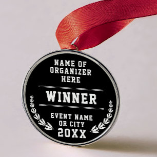 Simple Minimal Black White Sport Company Medal Metal Tree Decoration