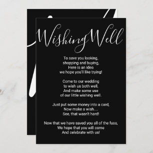 Simple Minimal Black White Typography Wishing Well Invitation