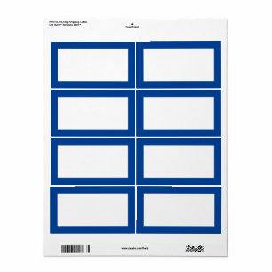 Simple Minimal Blank Label Navy Blue Border Frame