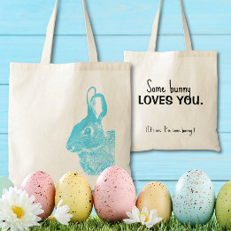 Simple Minimal Blue Easter Bunny  Tote Bag