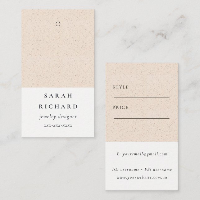 Simple Minimal Blush Ceramic Texture Price Tag (Front/Back)