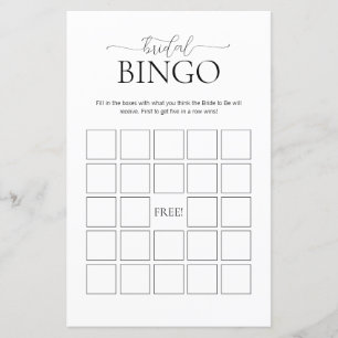 Simple Minimal Bridal Bingo Bridal Shower Game