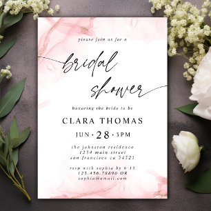 Simple Minimal  Bridal Shower Script   Blush Pink Invitation