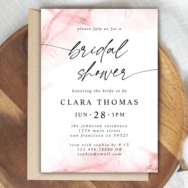 Simple Minimal  Bridal Shower Script | Blush Pink Invitation (Creator Uploaded)
