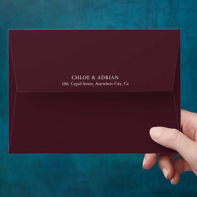Simple Minimal Burgandy Wedding Envelope (Hand)