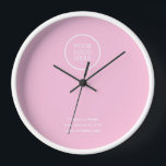 Simple Minimal Business Company Logo Pink  Clock<br><div class="desc">An elegant custom business  template in a modern minimalist style which can be easily updated with your company logo and company slogan or info. If you need any help personalising this product,  please contact me using the message button and I'll be happy to help.</div>