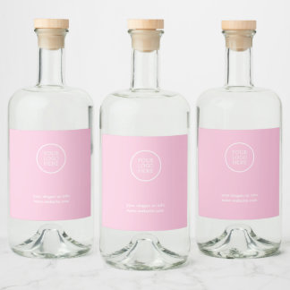 Simple Minimal Business Company Logo Pink  Liquor Bottle Label