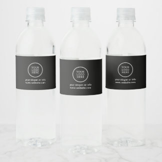 Simple Minimal Business Company Logo Pink  Water Bottle Label