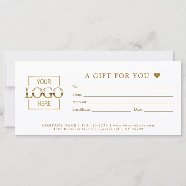 Simple Minimal Business Gift Certificate Template (Front)