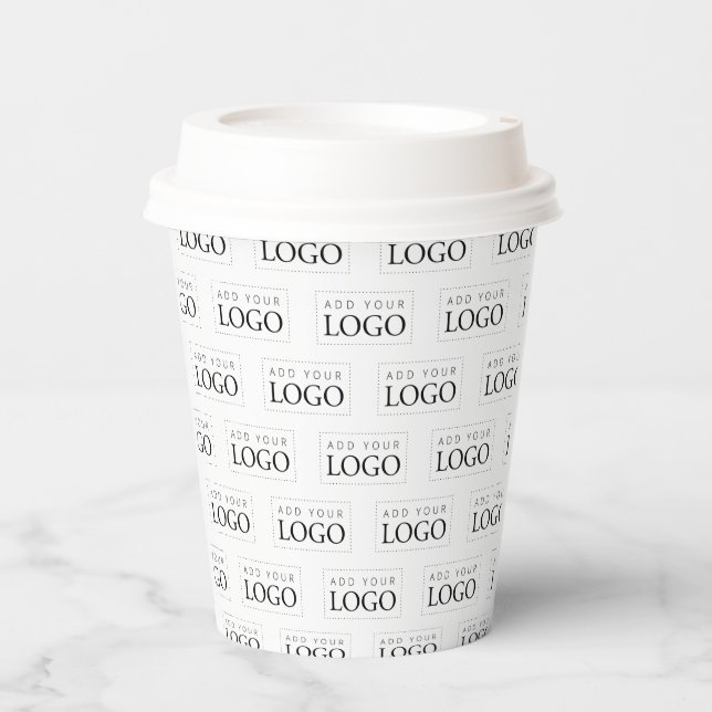 Simple  Minimal Business Logo Pattern Coffee Paper Cups (Front)