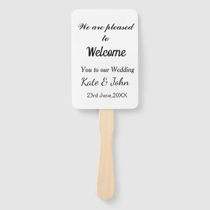Simple minimal calligraphy add your name wedding w hand fan
