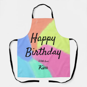 simple minimal calligraphy happy birthday custom a apron