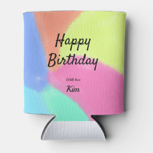 simple minimal calligraphy happy birthday custom a can cooler