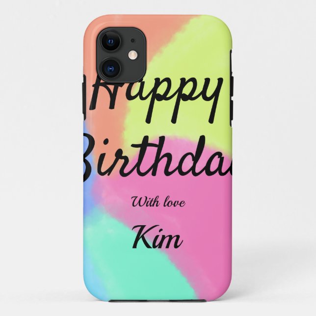 simple minimal calligraphy happy birthday custom a Case-Mate iPhone case (Back)