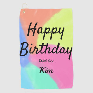 simple minimal calligraphy happy birthday custom a golf towel