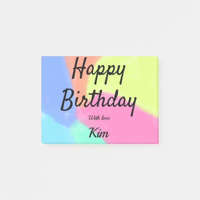 simple minimal calligraphy happy birthday custom a post-it notes (Front)
