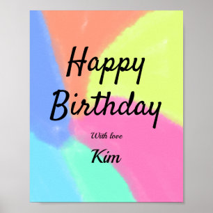 simple minimal calligraphy happy birthday custom a poster