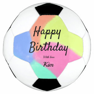 simple minimal calligraphy happy birthday custom a soccer ball