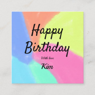 simple minimal calligraphy happy birthday custom a square business card