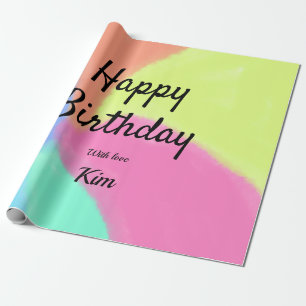 simple minimal calligraphy happy birthday custom a wrapping paper