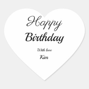 simple minimal calligraphy happy birthday custom  heart sticker