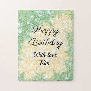 simple minimal calligraphy happy birthday custom   jigsaw puzzle
