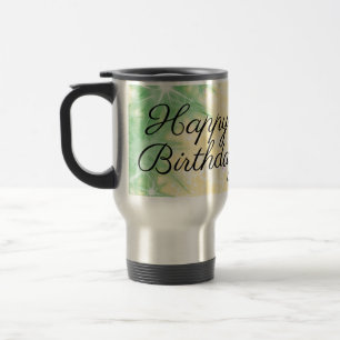 simple minimal calligraphy happy birthday custom travel mug