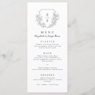 Simple Minimal Cherry Blossom Monogram Crest Menu