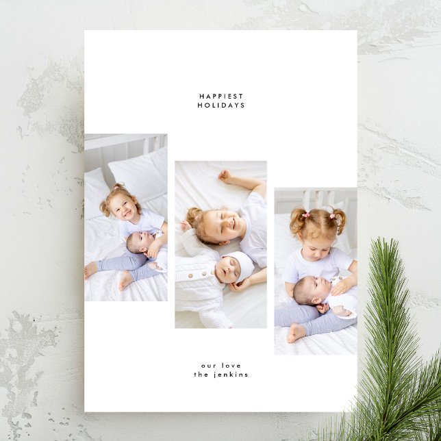 Simple Minimal Christmas 3 Photo Frames Holiday Card (Creator Uploaded)