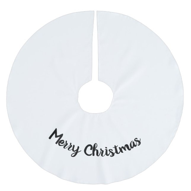 simple minimal christmas add your photo text  brus brushed polyester tree skirt (Front)