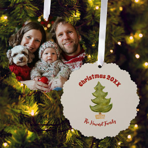 Simple Minimal Christmas Tree Year Keepsake Photo Tree Decoration Card