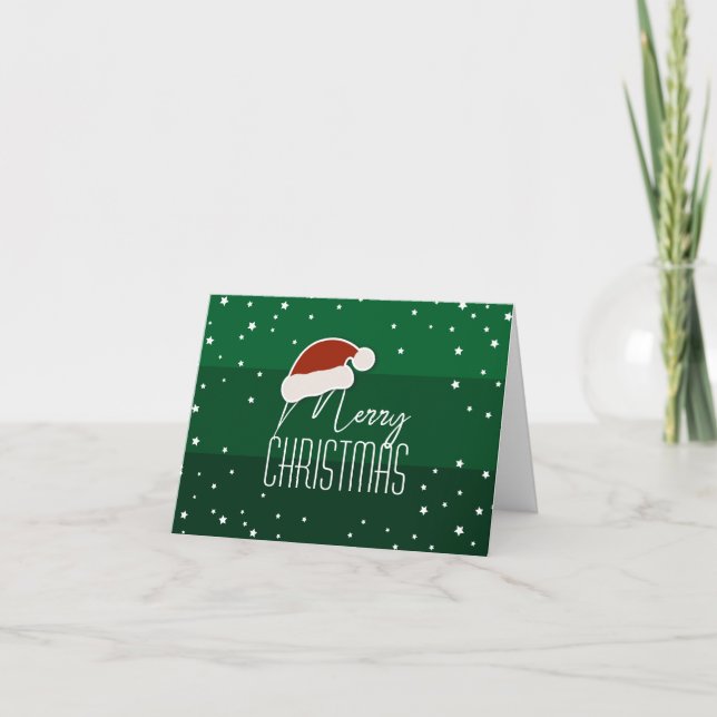 Simple Minimal Christmas Typography Festive Green Holiday Card (Front)