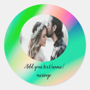 simple minimal circle photo collage text add photo classic round sticker