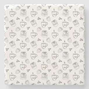 Simple Minimal Coffee Strawberry White Stone Coaster