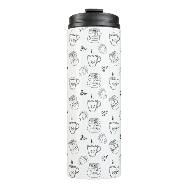 Simple Minimal Coffee Strawberry White  Thermal Tumbler (Front)