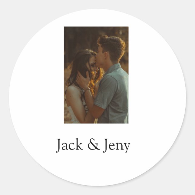 Simple minimal colourful add  name photo text cust classic round sticker (Front)
