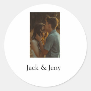 Simple minimal colourful add  name photo text cust classic round sticker