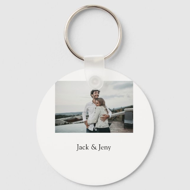 Simple minimal colourful add  name photo text cust key ring (Front)