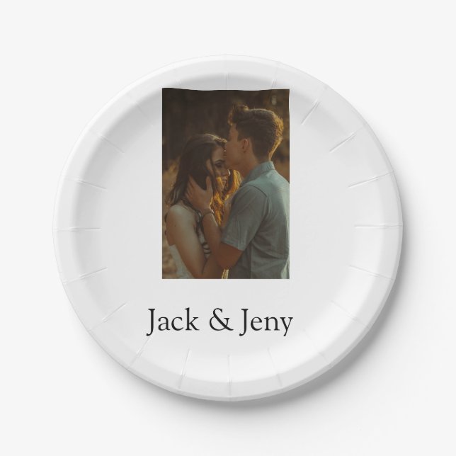 Simple minimal colourful add  name photo text cust paper plate (Front)