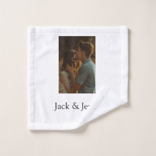 Simple minimal colourful add name photo text cust wash cloth