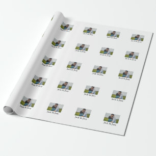 Simple minimal colourful add name photo text cust wrapping paper