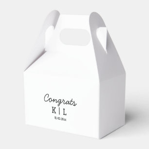 Simple minimal congrats add letters monogram date favour box