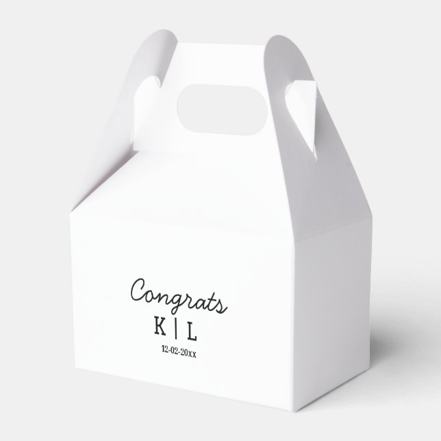 Simple minimal congrats add letters monogram date favour box (Front Side)
