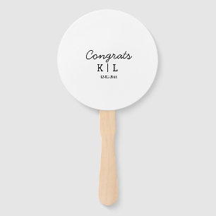 Simple minimal congrats add letters monogram date hand fan