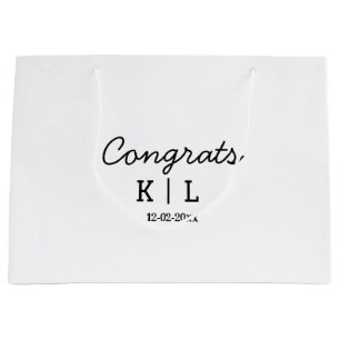 Simple minimal congrats add letters monogram date large gift bag