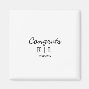 Simple minimal congrats add letters monogram date magnet