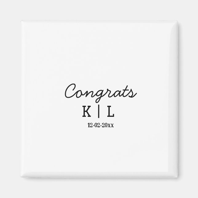 Simple minimal congrats add letters monogram date magnet (Front)