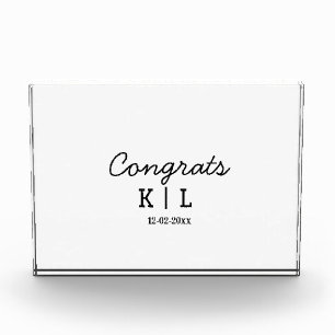 Simple minimal congrats add letters monogram date photo block