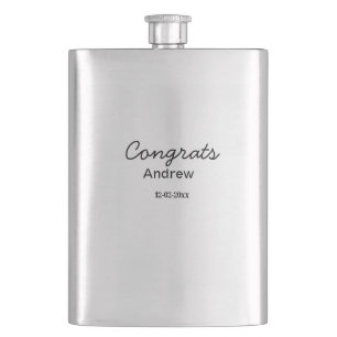 Simple minimal congrats add name date year graduat hip flask