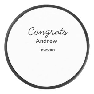 Simple minimal congrats add name date year graduat hockey puck